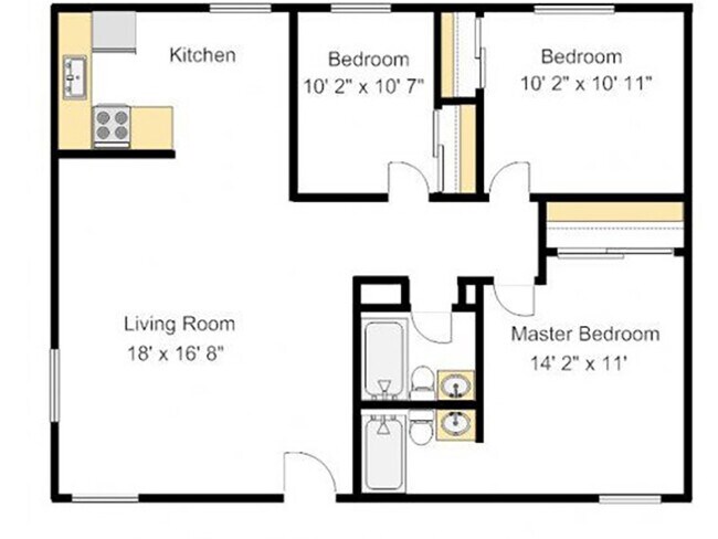 3 Bedroom 2 Bathroom R 25D floor plan